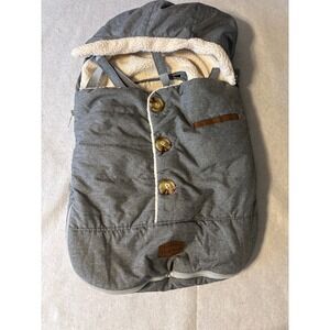 JJ Cole Bundleme Infant Car Seat Stroller Cover Gray Good Shearling Lined Button
